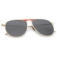 thumbnail image 4 of sunglassLA Unisex Oversize Metal Double Nose Bridge Ultra Slim Temple Super Flat Lens Aviator Sunglasses 57mm (Gold-Red / Smoke) - 57mm, 4 of 4