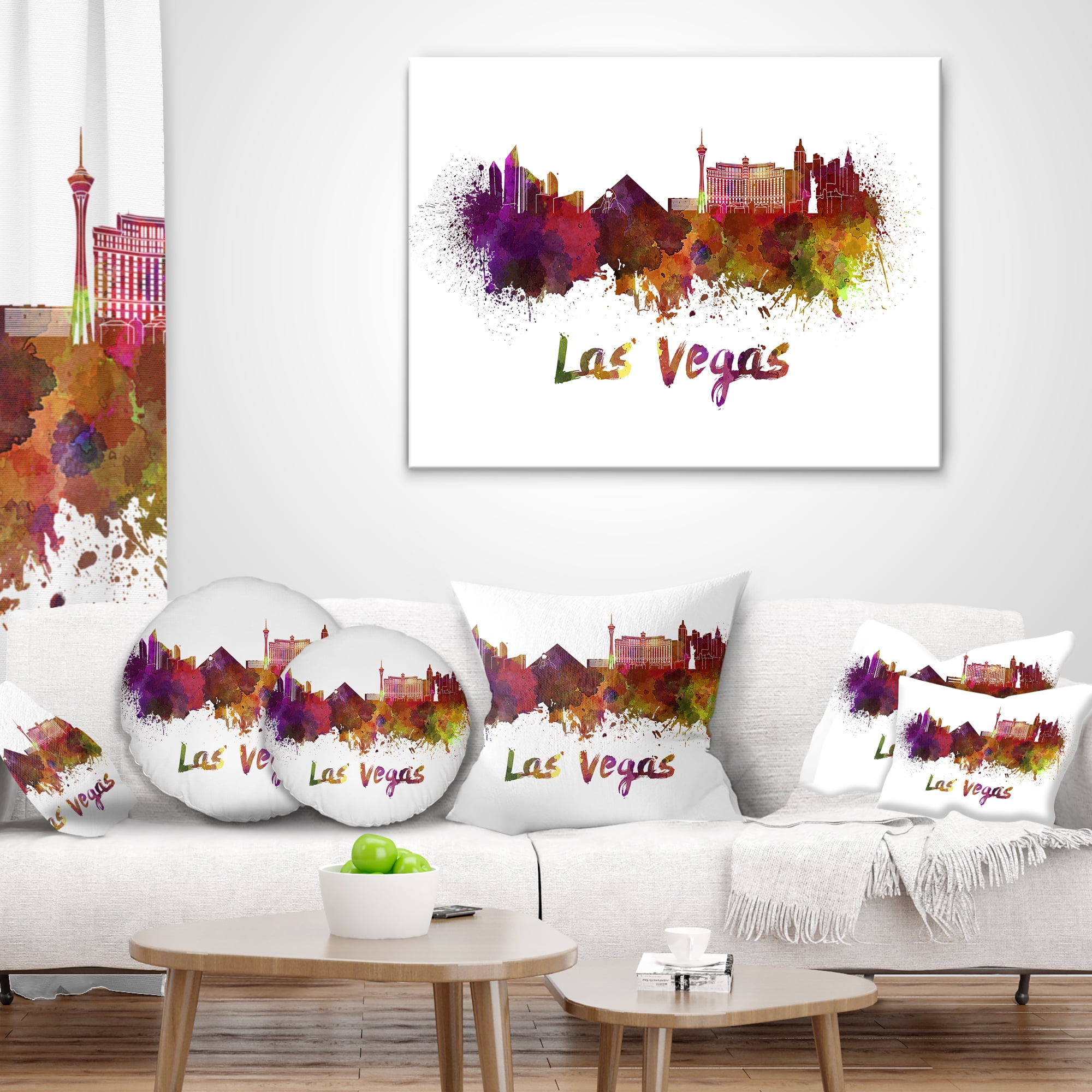 Designart Las Vegas Skyline - Cityscape Throw Pillow - 18x18