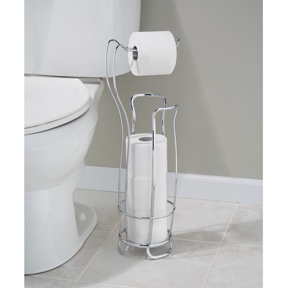 iDesign, Steel Free-Standing Toilet Paper Storage Dispenser - 8" x 6.5" x 24.5", Chrome