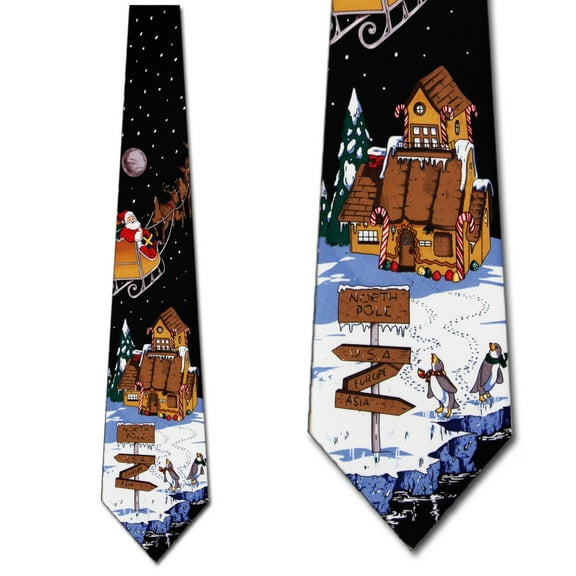North Pole Adventure (Black) Necktie Mens Tie
