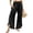 Black, variant on Womens Linen Pants Ruffle Hem Wide Leg Casual Summer Boho Trousers with Side Pockets