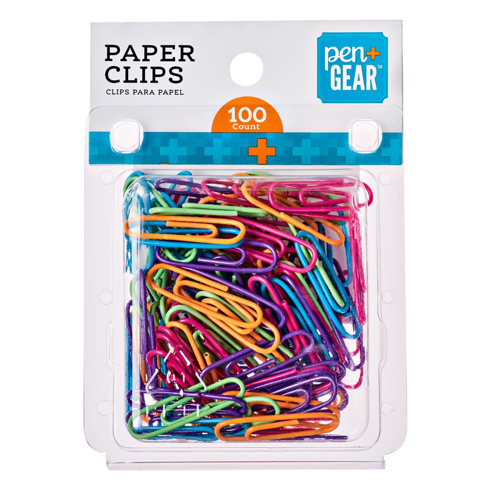 Pen+Gear Paper Clips 100ct 28mm 5 Neon Colors Vinyl Coated Crafts Home