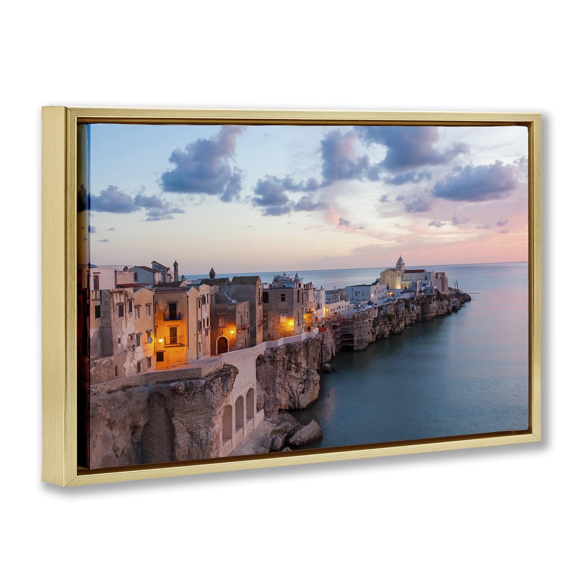 Stupell Industries Coastal City Architecture Cities & Countries Photography Gold Floater Framed Canvas Art Print Wall Art, 31 x 21