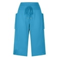thumbnail image 5 of RQYYD Women's Bermuda Shorts with Pockets 11" Knee Length Stretch Comfy Drawstring Long Shorts for Women Summer Walking Light Blue XXL, 5 of 6