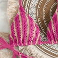 thumbnail image 4 of Cxenplz Women's 3 Piece Swimsuit Set Boho Bikini Set Textured Hollow Out Halter Triangle Bathing Suit with Cover Up Shorts, 4 of 7