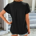 thumbnail image 3 of tklpehg V Neck Shirts Women Ruffle Short Sleeve Causal Relaxed Fit T Shirts Going Out Tops Solid Color Graphic Shirts Comfortable Blouses Black S, 3 of 8
