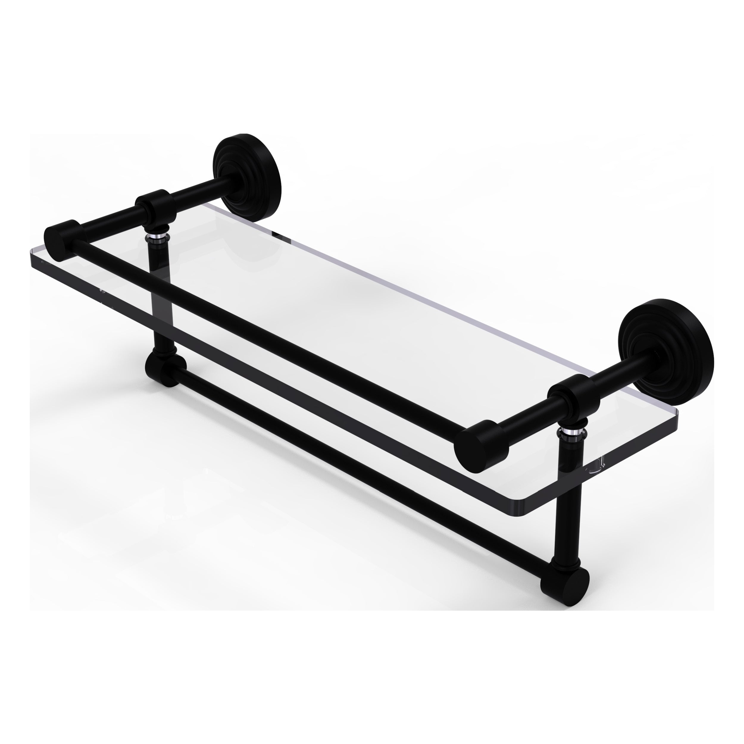 16-in Gallery Glass Shelf with Towel Bar in Matte Black - image 1 of 2