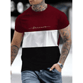 thumbnail image 5 of Camiseta con estampado de letras en bloques de colores para hombre, camiseta básica de manga corta estilo Harajuku, camiseta informal de cuello redondo para hombre, 5 of 5