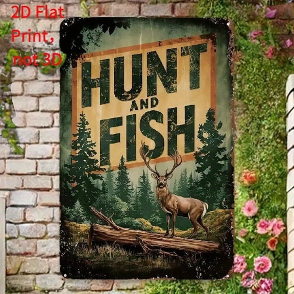 HELLOYOUNG Vintage Tin Metal Signs 8x12 Inch Retro Aluminum Wall Art Rustic Hunting Fishing Decor for Man Cave Garage Bar Home