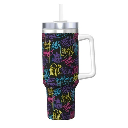 

Sikiie Graffiti Art Insulated Stainless Water Bottle Lid Travel Mug Cup Insulated Tumblers Cup 40oz Ice Bully With Handle