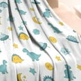 thumbnail image 3 of White Cartoon Dinosaurs UFOs Stars Pattern Blanket,Comfortable Soft Flannel Throw Blanket,All Season,Warm Lightweight Blankets for Sofa Bed Couch Living Room Chair,30"x40", 3 of 4