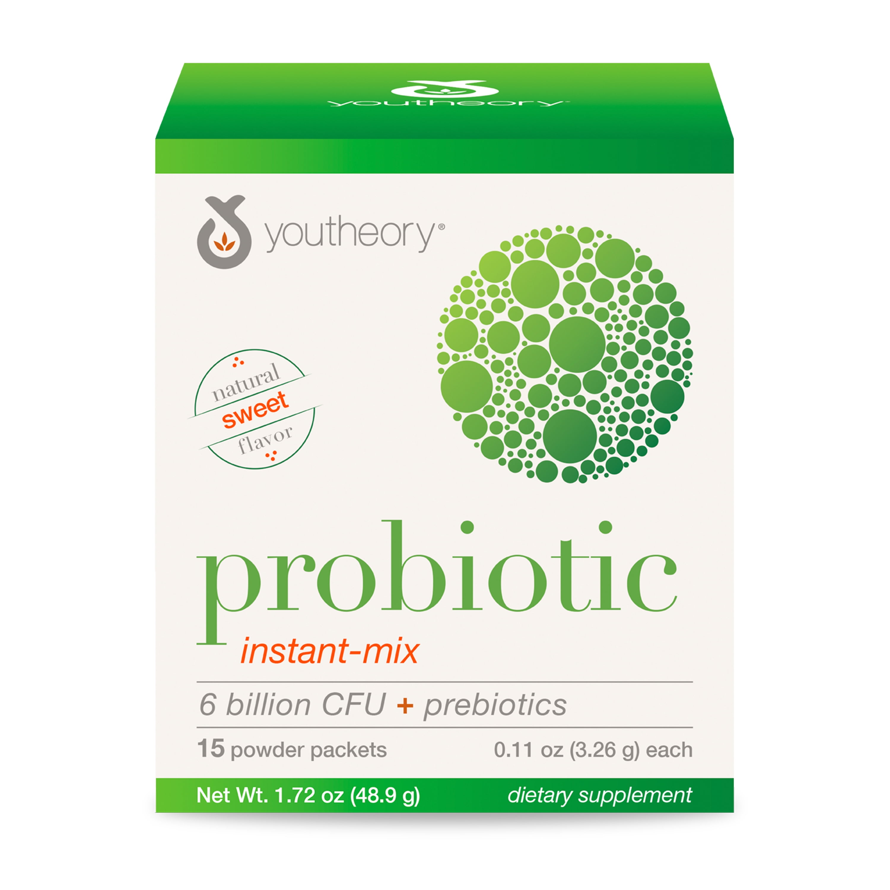 Youtheory Probiotic Instant-Mix 15 Powder Packets (Sweet Flavor)