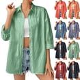 thumbnail image 2 of ShiShine Women's Oversized Long Sleeve Button Down Shirts Blouses Tops Collared Fall Tunics, 2 of 9