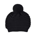 thumbnail image 4 of Wuphunn Womens Winter Knitted Beanie Hat Snow Ski Skull Cap Ski Cap Brimmed Beanie Fleece‑Lined Pom Beanie Pompom Soft Warm Hat womens winter hat Black One Size, 4 of 4