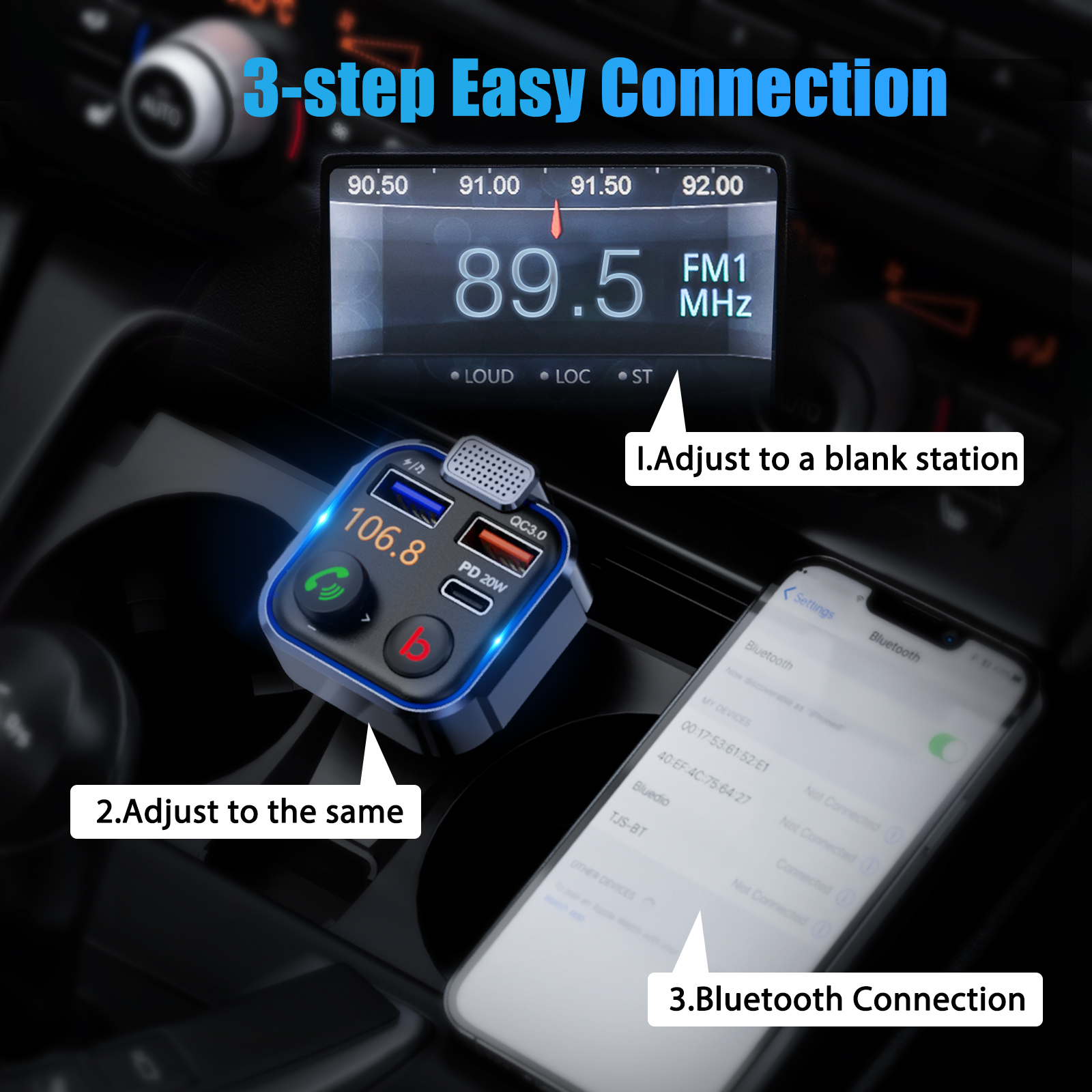 LENCENT Bluetooth FM Transmitter with PD 20W Charger photo 5