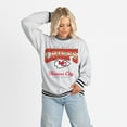 thumbnail image 4 of Women's Gameday Couture Ash/Black Kansas City Chiefs Oversized Gridiron Drive Ringer Stripe Sweatshirt, 4 of 6