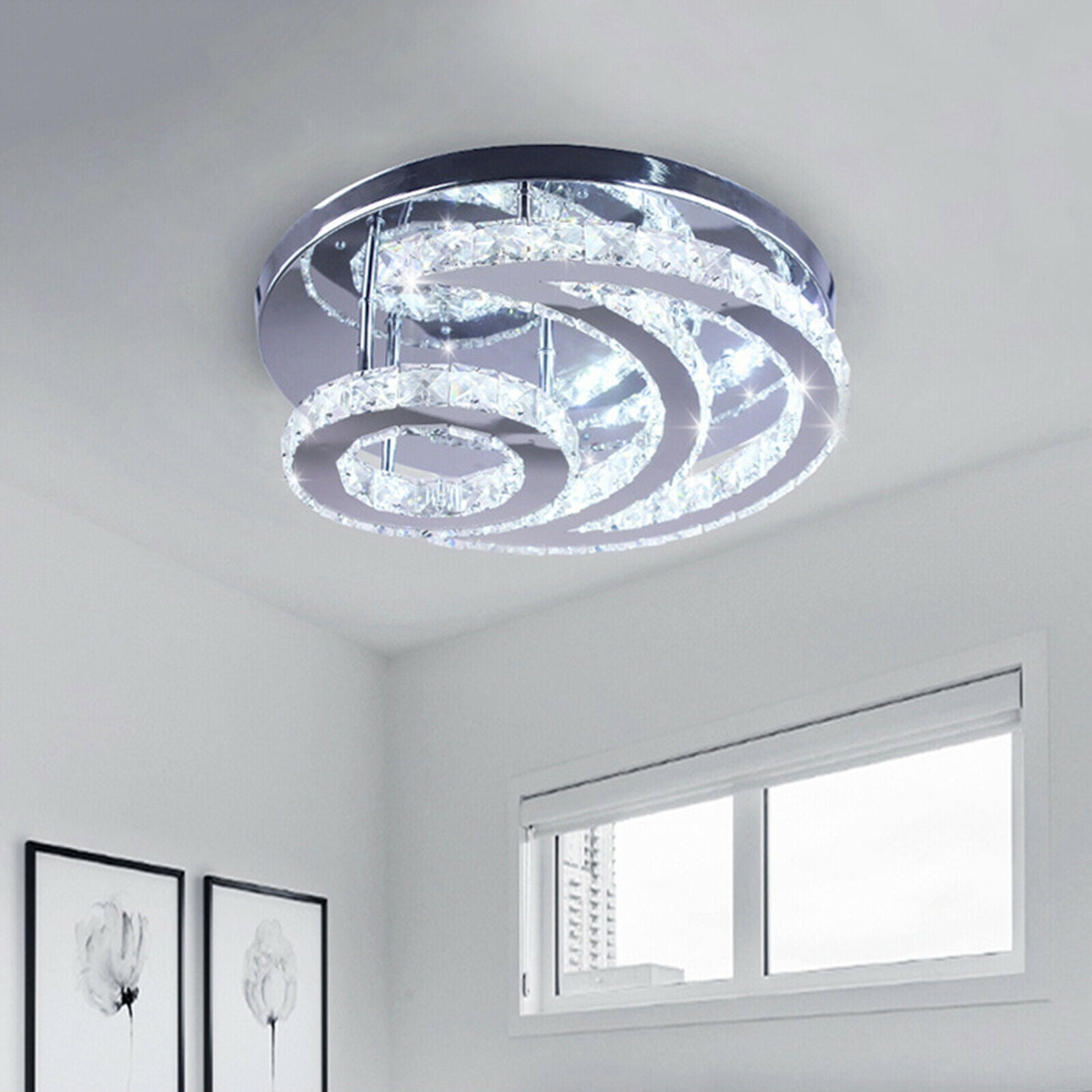 Modern Crystal Led Chandelier Moon Shaped Lamp Fixture Ceiling Pendant Light Crystal LED Ceiling Light Fixture Chandelier Lighting Modern Pendant Lamp Indoor Moon Shaped Lamp Ceiling Pendant Light