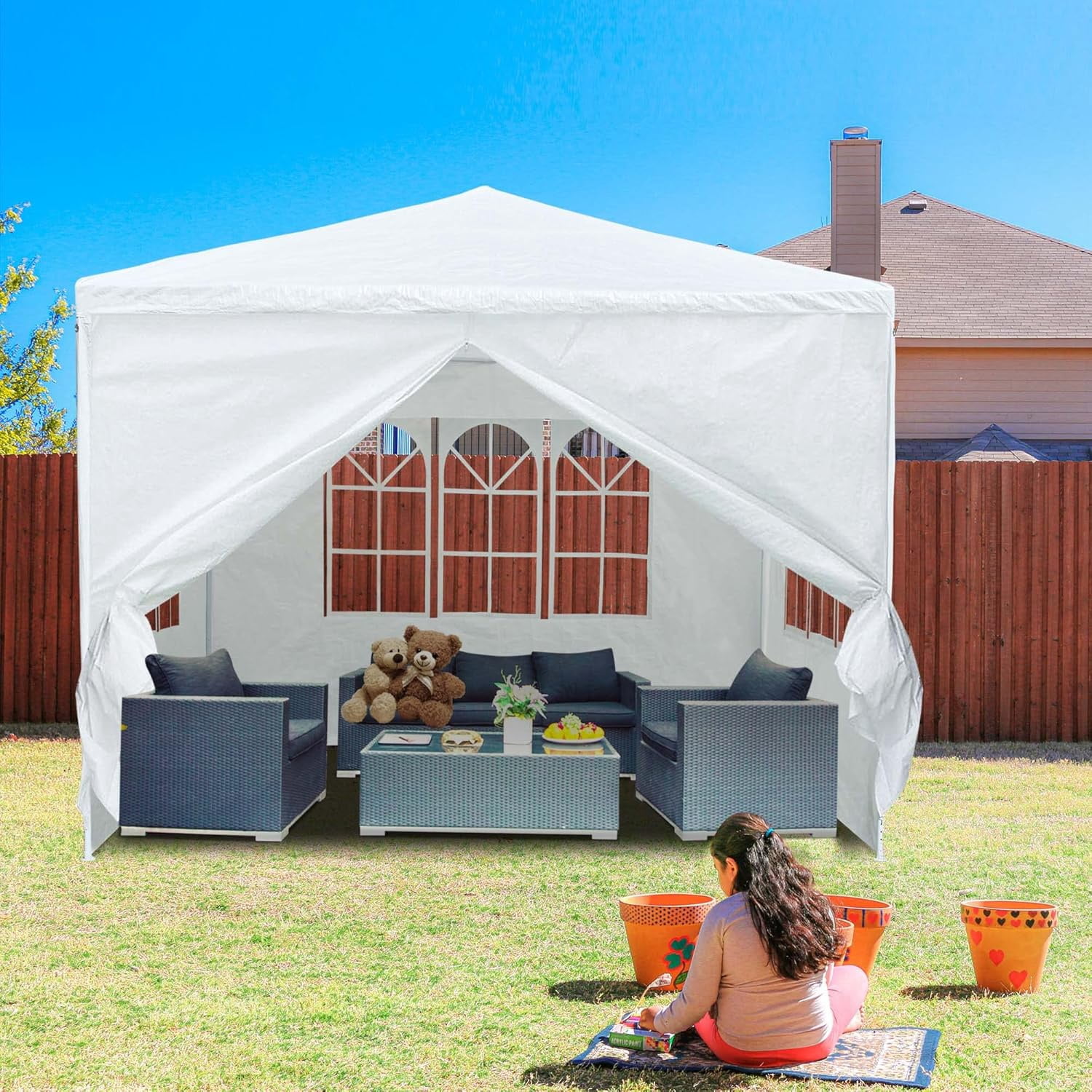 10' x 10' Outdoor Wedding Party Tent 4 Sidewalls, White