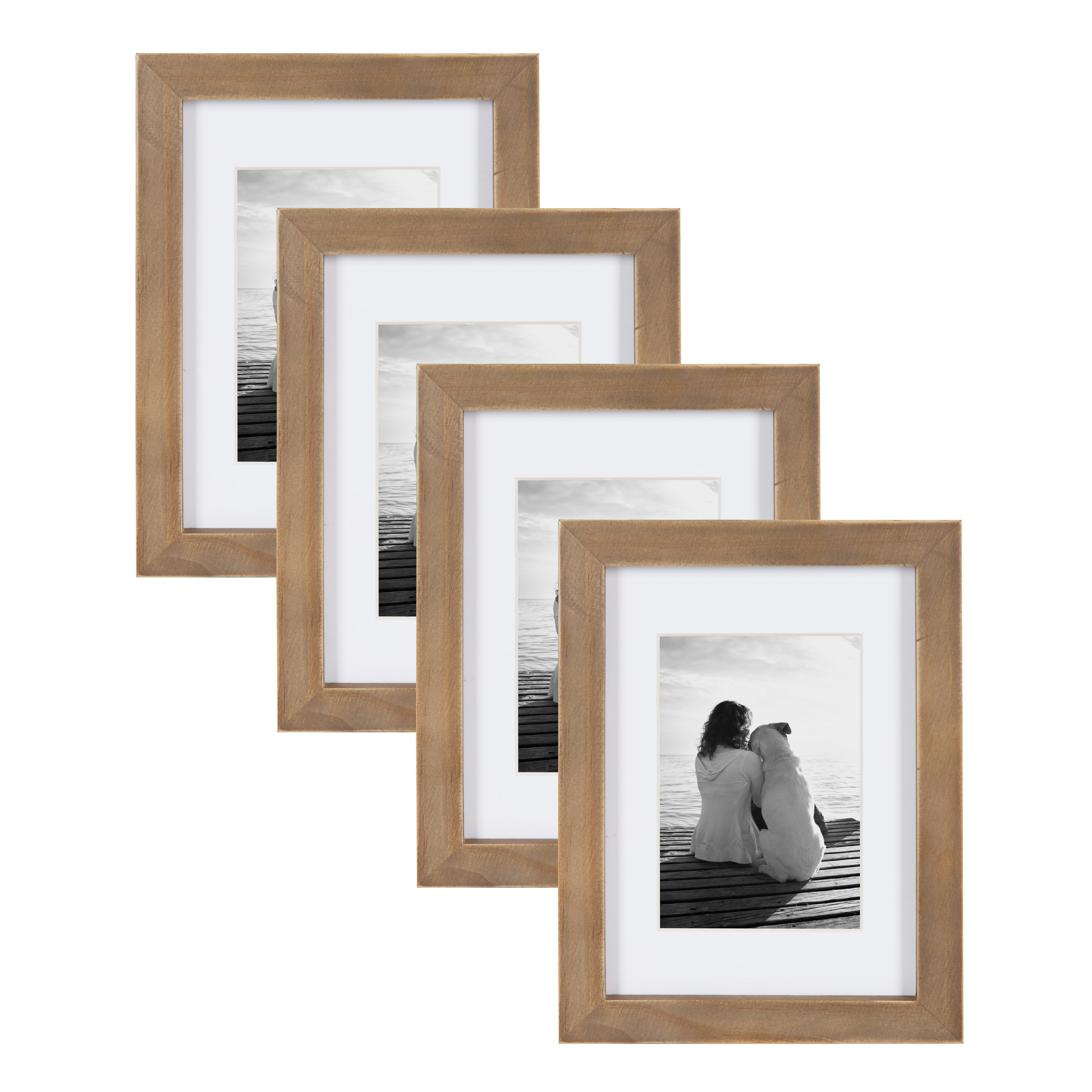 Rustic Brown 16x20 matted to 8x10 DesignOvation Gallery Wood Photo Frame Set for Customizable Wall Display Pack of 2