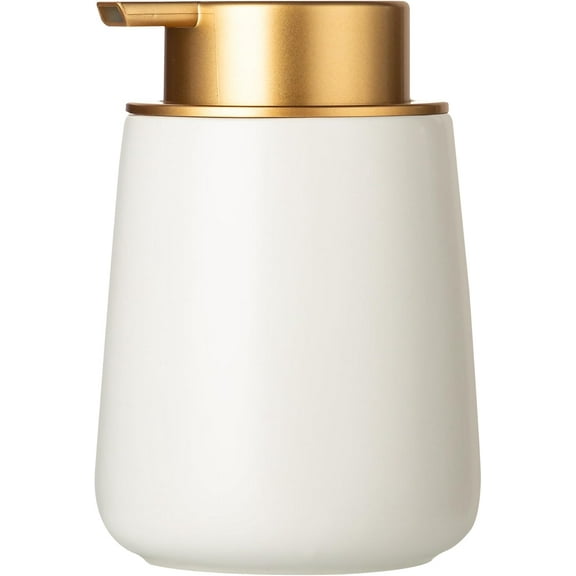 Ceramic Soap Dispenser,12 oz Hand Lotion Dispenser with Gold Pump,Refillable Dish Soap Dispenser,Modern Liquid Soap Dispenser for Bathroom,Kitchen with Easy-to-Press Pump