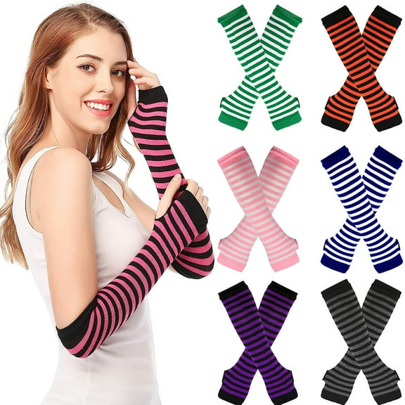 Knit Arm Warmer Thumb Hole Stretchy Gloves Women Long Fingerless Gloves