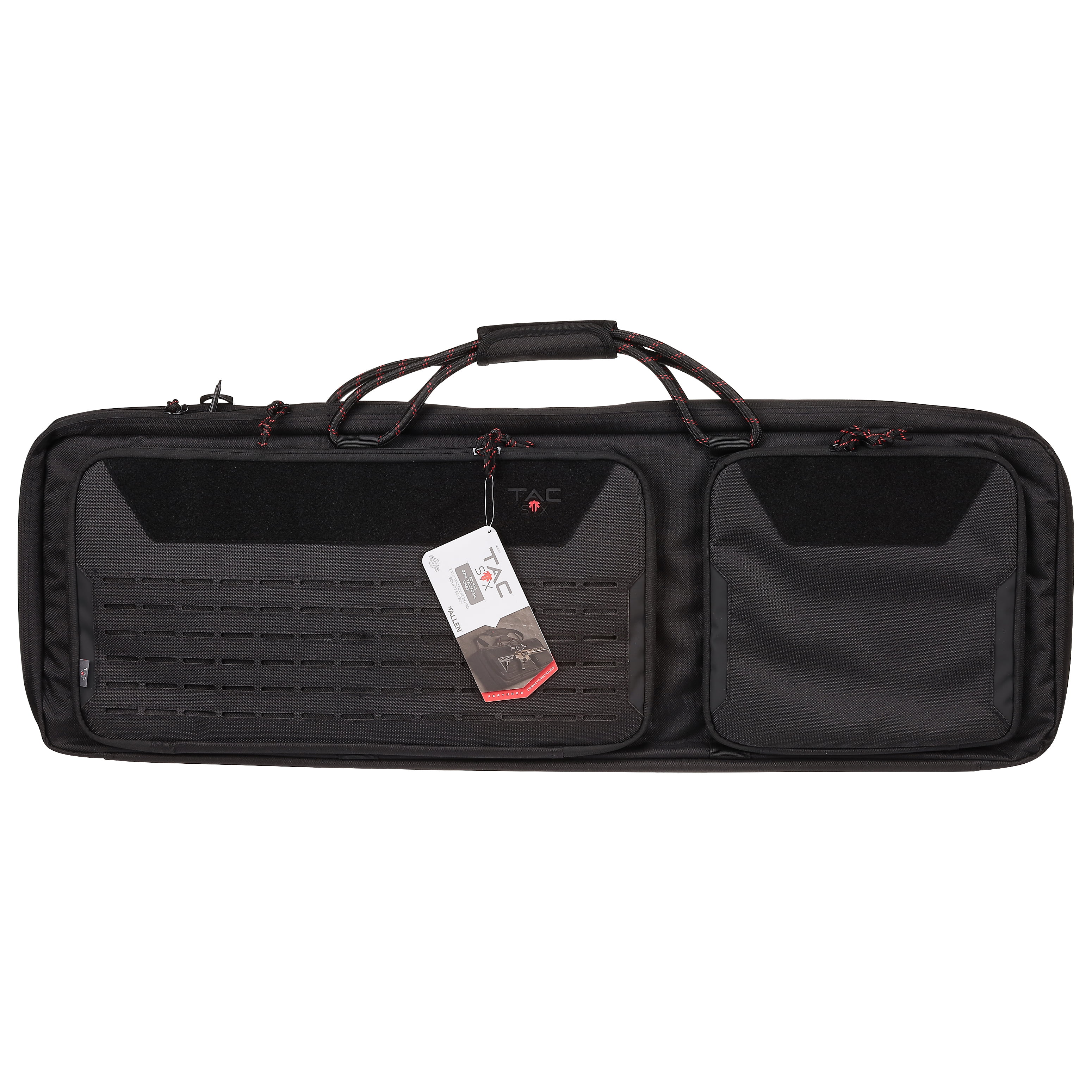 Tac-Six™ 38" Lockable Rifle Soft Case Gun Case, Laser Cut Molle Front, Black, Holds 1, Polyester