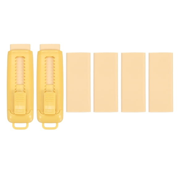 Uxcell 2 4 Pack Erasers, Sliding Retractable Eraser Push Pull Cute Pencil Erasers Soft Large Easy to Clean with Plastic Sleeve for Sketching Drawing Artists Teacher Pencils, Yellow TPR