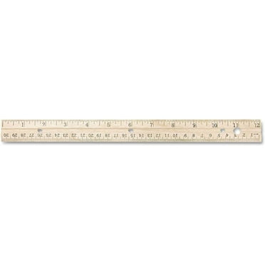 Westcott 10702 Hole Punched Wood Ruler English And Metric With Metal Edge, 12-Inch