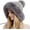 Grey Solid, variant on Women Winter Peruvian Cover Ears Beanie Hat Ear Flaps Sherpa Ski Snow Hats Knit Fleece Lined 3 Pom Pom