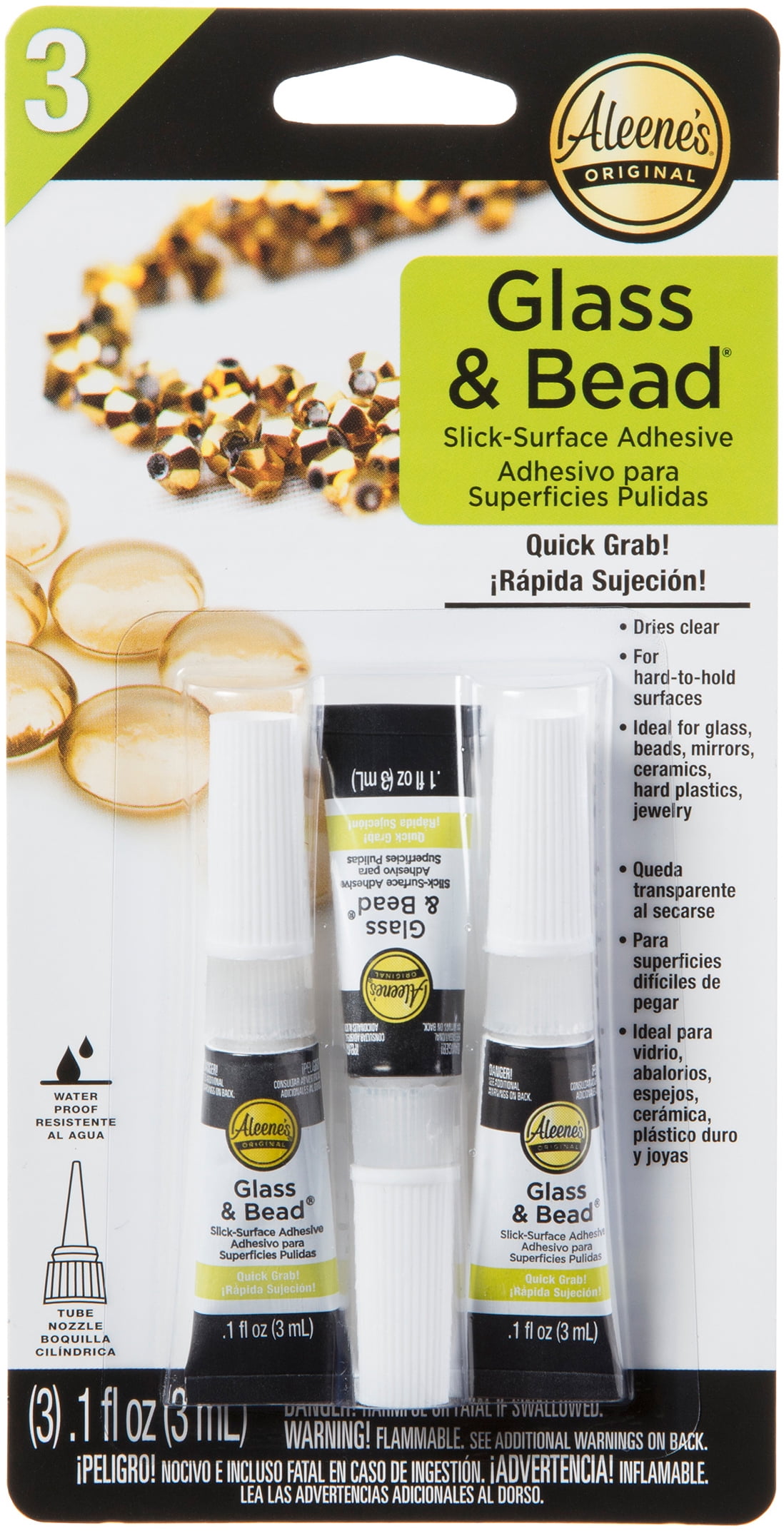 Aleene's® Glass & Bead SlickSurface 0.1 fl oz Adhesive 3 Pack, Dries