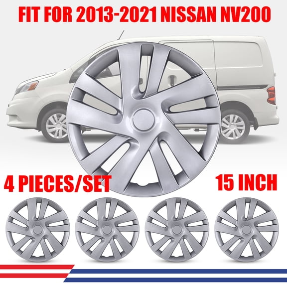 4 Pack 15" Hubcaps Wheel Rims Cover for 2013-2021 Nissan Nv200 Compatible with Steel Wheels Snap on Installation PP Material,Lacquer