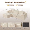 thumbnail image 4 of JONPONY 109”Cloud Sectional Couch, Boneless Modular Sofa with L-Shape Chaise, Deep Seat Corduroy Couch, No Assembly Required, Modern Upholstered Sectional for Living Room Apartment Bedroom,Beige, 4 of 11