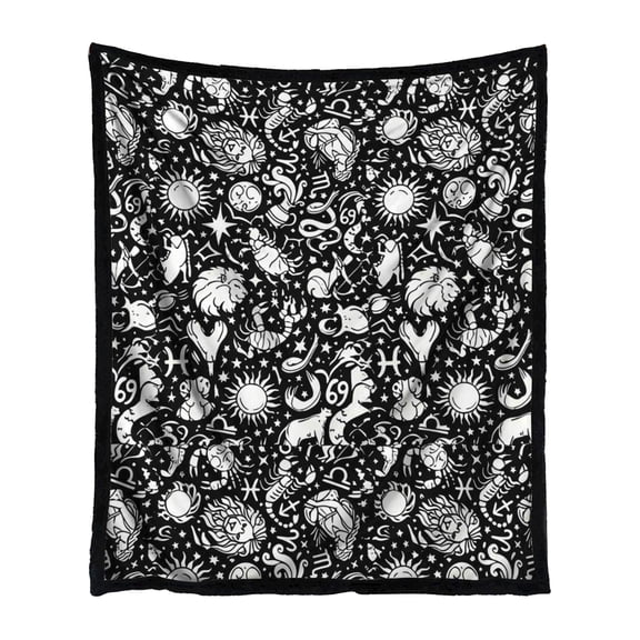 JuDWoC Halloween DIY Coloring Blanket Soft Flannel Fleece Blanket Zodiac Constellation Halloween Blanket Colorable Throw Blanket Gifts for Couch Sofa Bed 59.1*51.2in