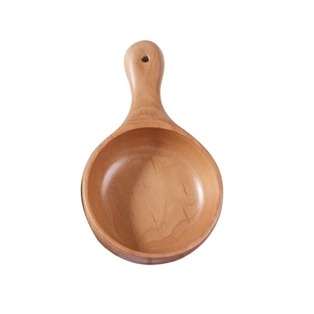 

UDIYO Round Handled Wooden Soup Salad Noodle Rice Holder Shatter-proof Kitchen Bowl