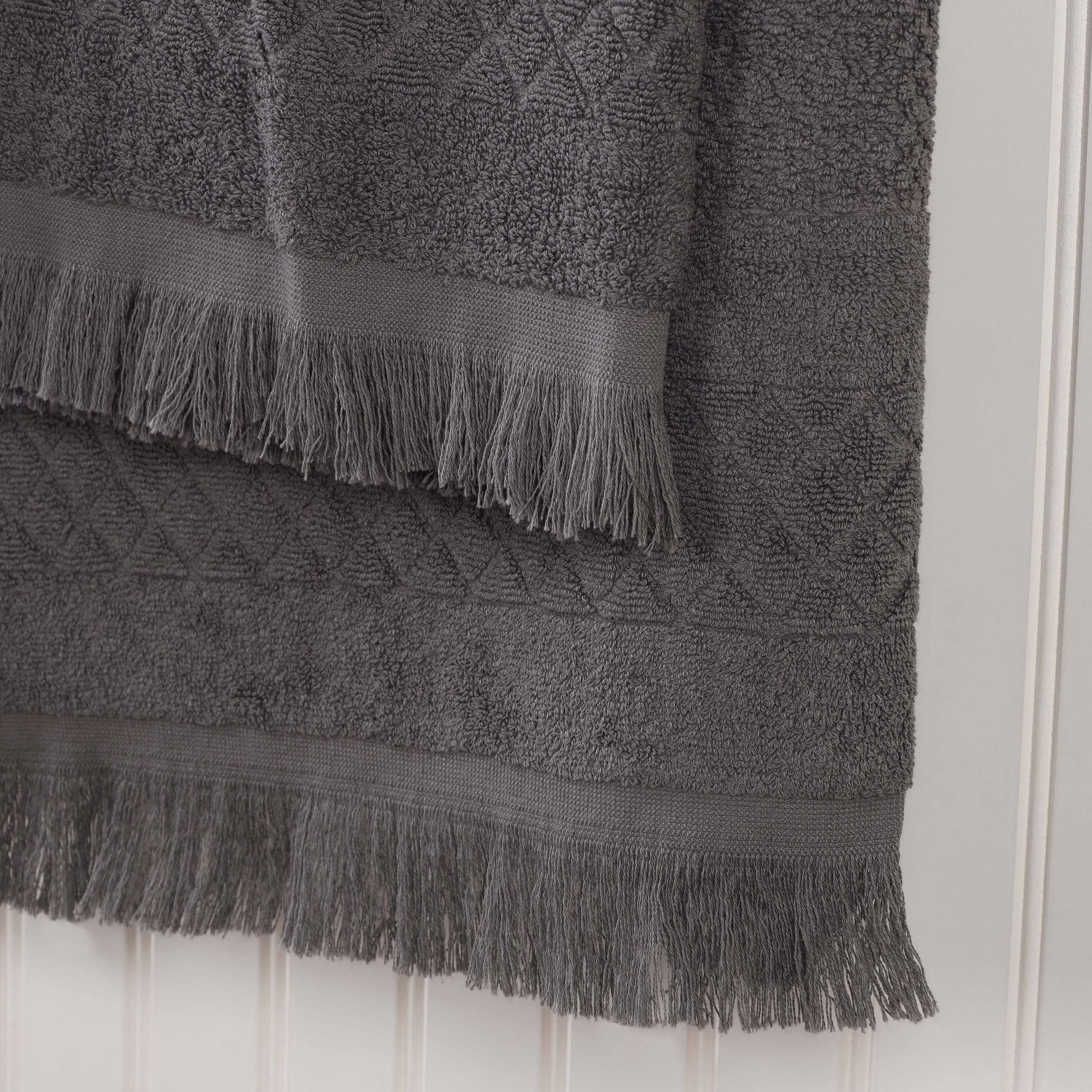 Superior Rolla Cotton Geometric Soft Hand Towel Set of 6, Grey