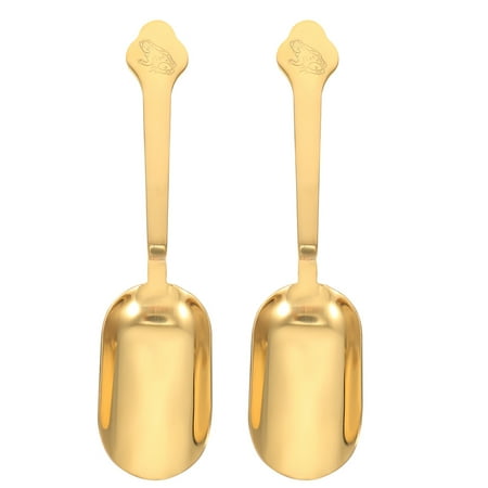 

2pcs Stainless Steel Tea Spoons Portable Tea Scoop Shovels Kung Fu Teaware (Golden)