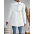 thumbnail image 6 of Women'S Wavy Textured Hooded Jacket Solid Color Patchwork Casual Loose Fit Zip-Up Ivory White XL, 6 of 8