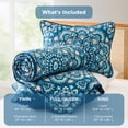 thumbnail image 3 of Regency Heights Twin/Twin Quilt Set, 3-Piece Reversible Bedspread Coverlet Set, Navy Blue Quilted Bedding Set with Shams for All Season, 3 of 10