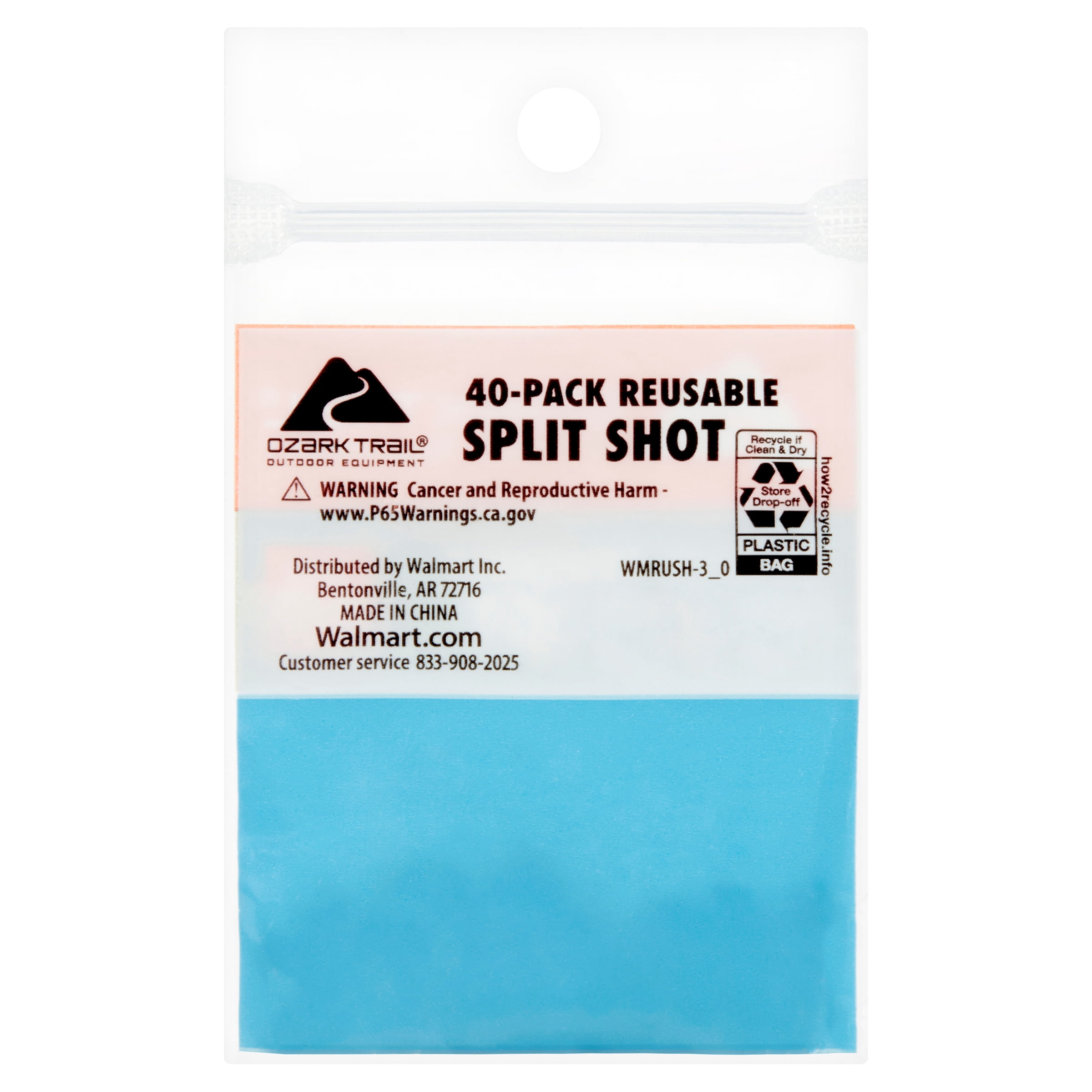 Ozark Trail Reusable Shot Size 3/0, Fishing Lead Weights, Product Size 0.24x0.20in