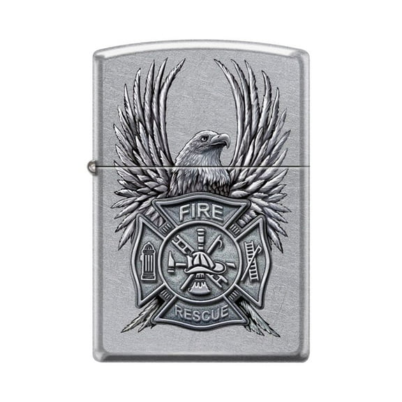 Zippo Lighter - Personalized Custom Message Engraved on Backside for Fire Rescue Eagle Firefighter Street Chrome #Z5158