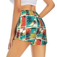 thumbnail image 4 of Picia Colorful Hawaii Palms Pattern Women's 2 in 1 Athletic Running Shorts High Waisted Workout Casual Gym Sweat Shorts with Comfy Liner Zipper Pockets-Large, 4 of 9