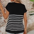 thumbnail image 4 of ALLLIST Crew Neck Summer Tops Striped Short Sleeve Black Basic Loose T-Shirts Casual Womens Blouses, 4 of 6