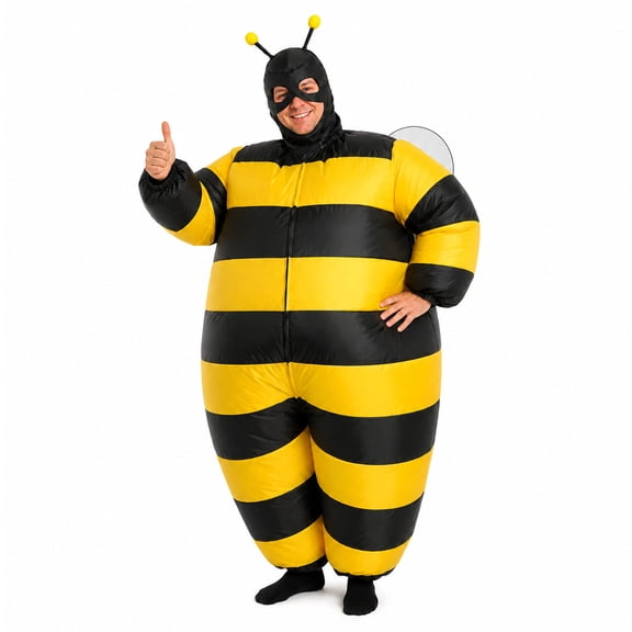 GOBWCOT Inflatable Bee Costume for Adults with Wings Funny Blow Up Costumes Cosplay Outfit for Halloween Party Role Play, One Size Fits Most
