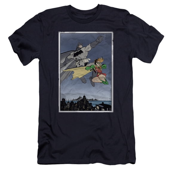 Batman Dkr Duo Premium Canvas T-Shirt Adult Slim Fit 30/1-Navy