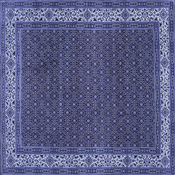 Ahgly Company Machine Washable Indoor Square Persian Blue Traditional Area Rugs, 4' Square