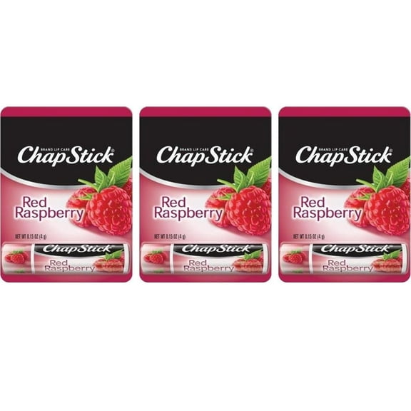 Chapstick Lip Balm, Red Raspberry, 3 Pack