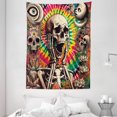 thumbnail image 3 of Ambesonne Trippy Tapestry Wall Hanging, 70s Hippie Psychedelic Skull, 60"x80", Pale Sepia Multicolor, 3 of 3