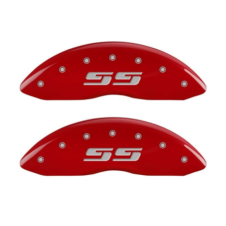 - MGP Front set 2 Caliper Covers Engraved Front Silverado style/SS Red finish silver ch