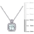 thumbnail image 2 of Everly Women's 1/2ct TGW Aquamarine and 1/10ct TW Diamond 10k White Gold Halo Pendant with Chain, 2 of 10