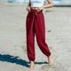 thumbnail image 1 of TaTaai Women's Summer Linen Loose Ankle Cuffed Pants Elastic Drawstring Waist Solid Trousers with Side Pockets Comfy Casual Vacation Bottoms Gift, 1 of 4